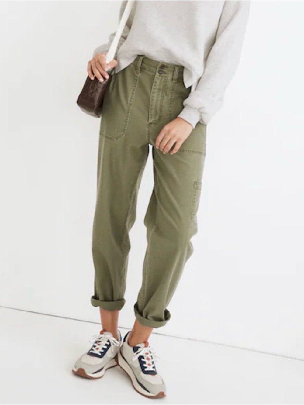 Madewell Military Straight Army Green Cargo Pants Size 28 Faded Palm BOHO $88